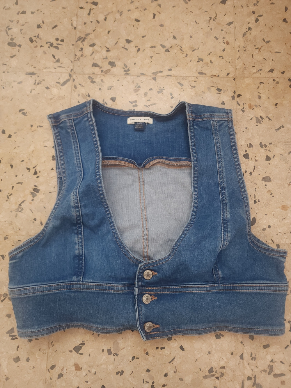 American Eagle Outfitters Blue Denim Cropped Vest